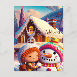Jul Clay Playday Gingerbröd Snögubbe Winter Vykort