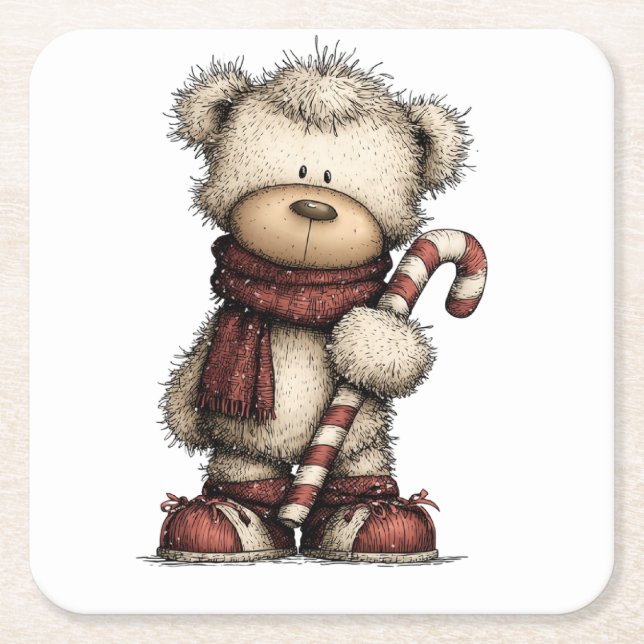 Jul Clipart-samling | Teddybjörn  Underlägg Papper Kvadrat (Framsidan)