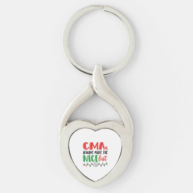 Jul CMA, CMA Julmedicin Twisted Heart Silverfärgad Nyckelring (Framsidan)