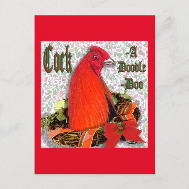 Jul Cockadoodledoo Helg Vykort (Framsida)