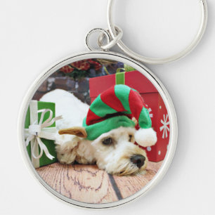Jul - Cockapoo - KC Rund Silverfärgad Nyckelring