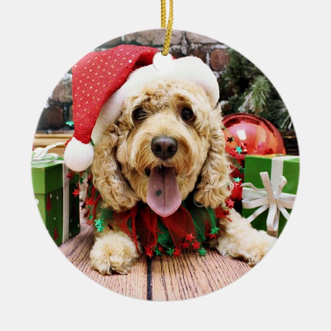 Jul - Cockapoo - Sadie Julgransprydnad Keramik (Framsidan)