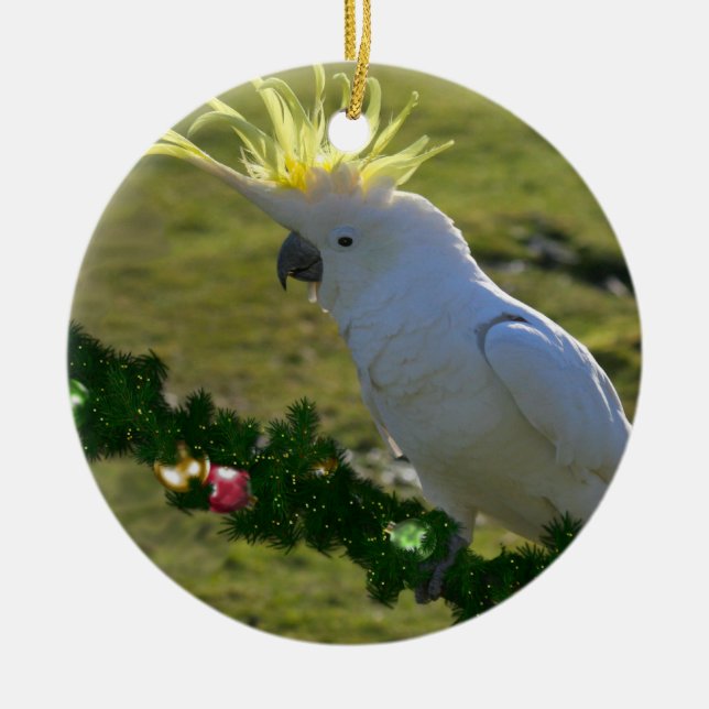 Jul Cockatoo Bird i Australien Julgransprydnad Keramik (Framsidan)