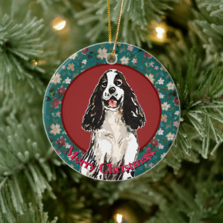 Jul Cocker Spaniel Blommig Julgransprydnad Keramik
