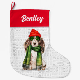 Jul Cocker Spanska med Hund Namn Stor Julstrumpa