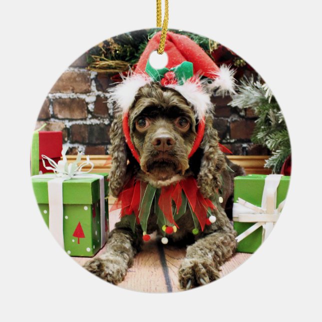 Jul - cockerspanielSpaniel - Zoe Julgransprydnad Keramik (Framsidan)