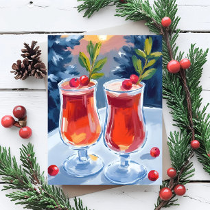 Jul Cocktail Drinkar Watercolor Kort