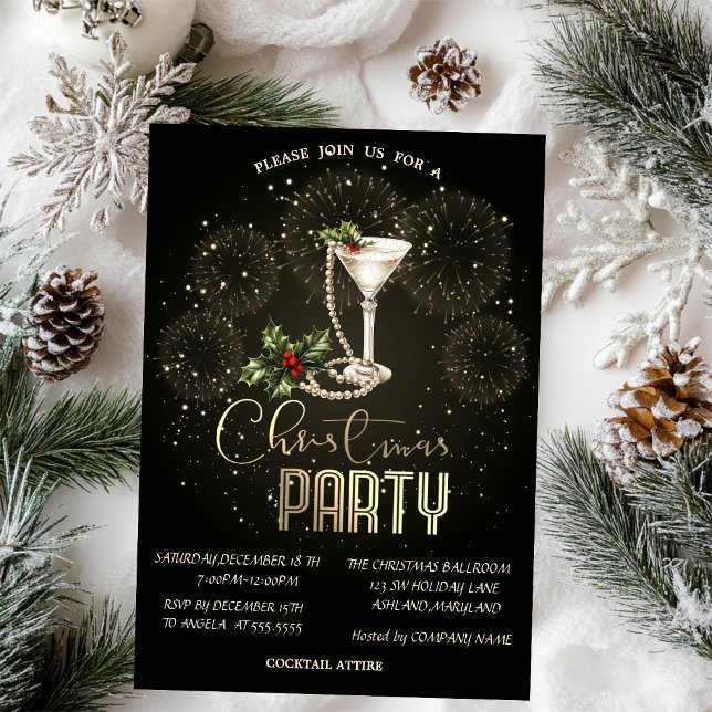 Jul Cocktail Fyrverkerier Jul Firma Inbjudningar (Skapare uppladdad)