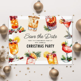 Jul Cocktail Julfest Firande Spara Datum Helg Vykort
