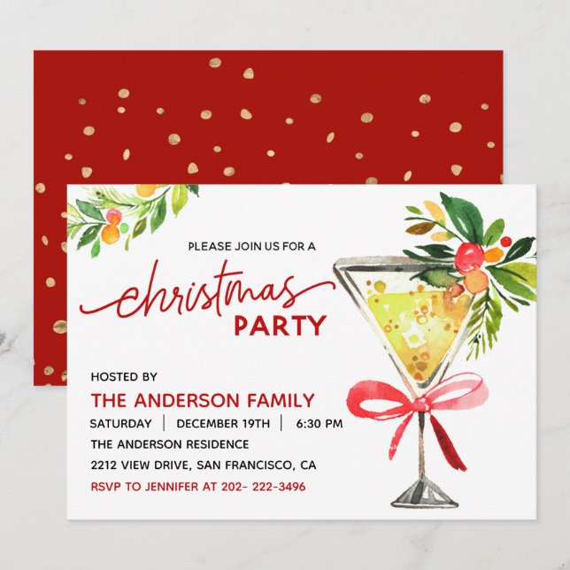 Jul Cocktail Julfest Inbjudan (Fram/baksida)