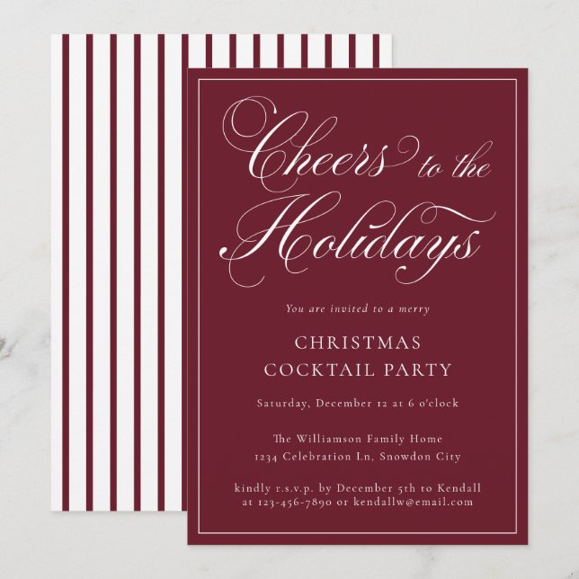 Jul Cocktail Julfest Inbjudningar (Fram/baksida)