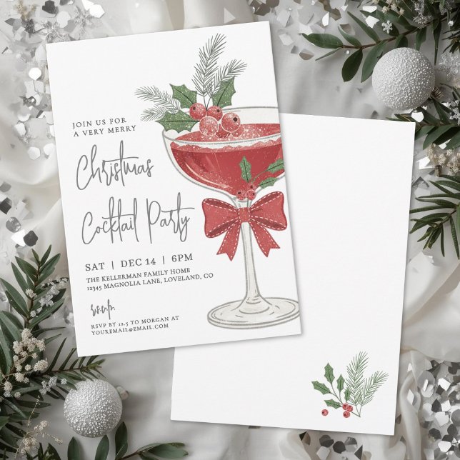 Jul Cocktail Julfest Inbjudningar (Christmas Cocktail Holiday Party Invitation)