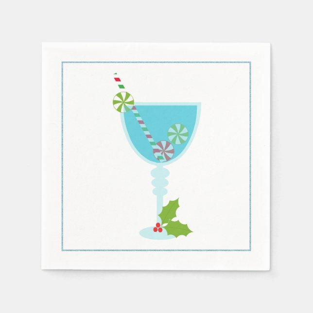 Jul Cocktail Napkin med martini-oliv Pappersservett (Framsidan)