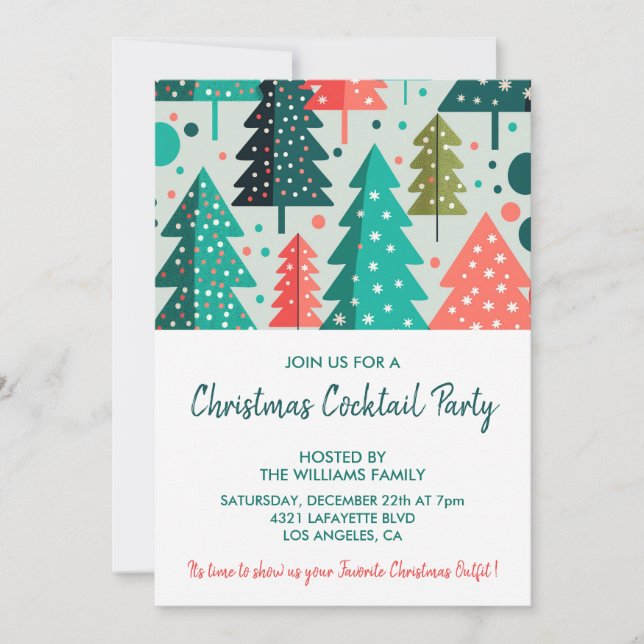 Jul Cocktail Party inbjudan Skog Snöfall (Framsida)