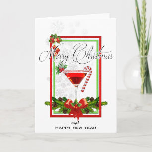 Jul Cocktail Watercolor Art Helgkort