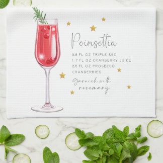 Jul Cocktail Watercolor Poinsettia Recipe Kökshandduk