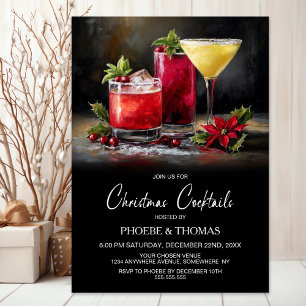 Jul Cocktailparty med Poinsettia Inbjudningar
