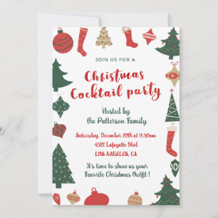 Jul Cocktailparty Söta Träd Strumpor Inbjudningar