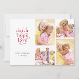Jul collage för familjen med tro, hopp och kärlek julkort