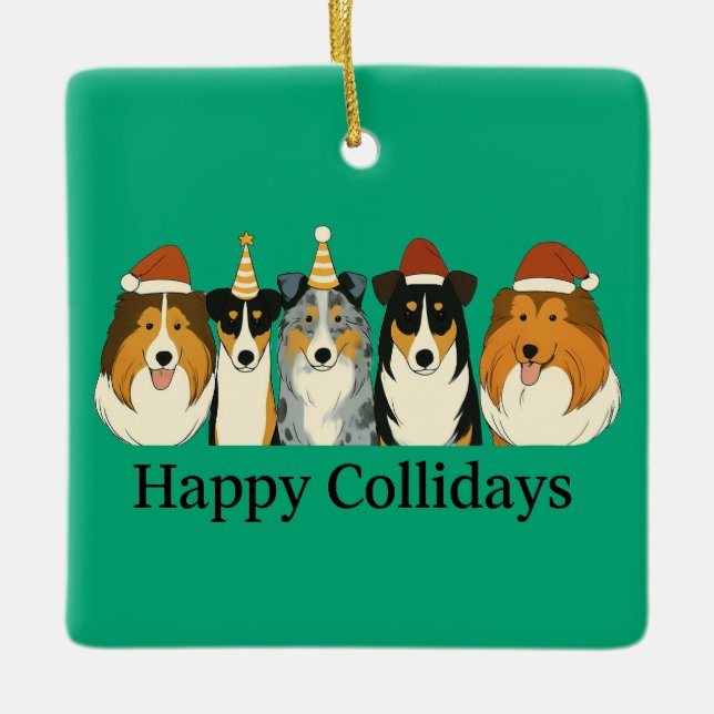 Jul Collie Ornamenter  Julgransprydnad Keramik (Framsida)