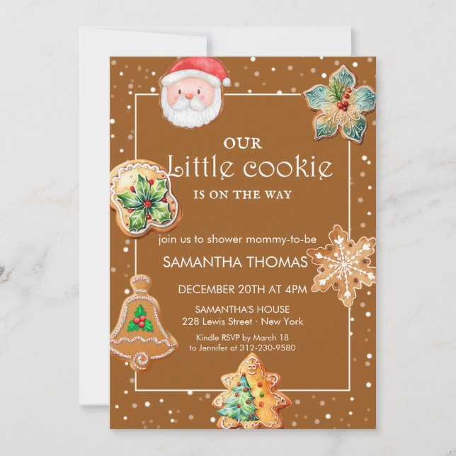 Jul Cookie Baby Shower Inbjudningar (Framsida)