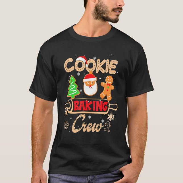 Jul Cookie Baking Crew Gingerbröd Santa Xm T Shirt (Framsida)