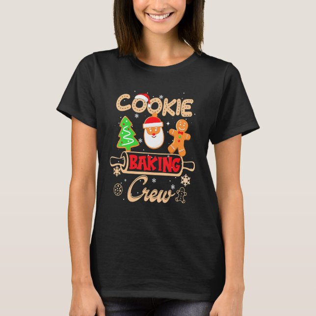 Jul Cookie Baking Crew Gingerbröd Santa Xm T Shirt (Framsida)