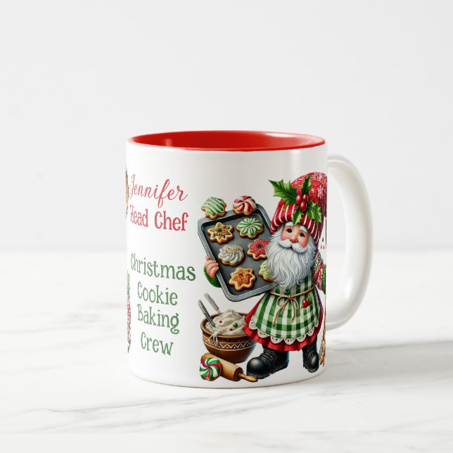 Jul Cookie Baking Crew - Gnome Chefs Två-Tonad Mugg (Framsida höger)