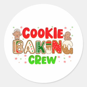 Jul Cookie Baking Crew Group Matching Julafton Runt Klistermärke