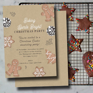 Jul Cookie Dekoration Parti Kraft Inbjudningar