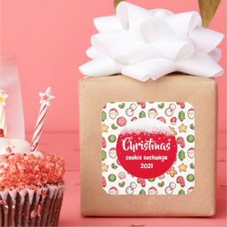 Jul Cookie Exchange Fyrkantigt Klistermärke