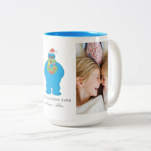 Jul Cookie Monster Mormor - Foto Två-Tonad Mugg