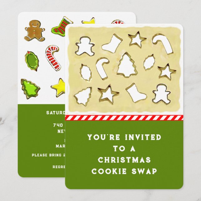 Jul Cookie Swap Utbyte Inbjudningar (Fram/baksida)