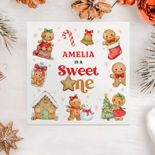 Jul Cookie Sweet One 1-års födelsedagsfest Pappersservett