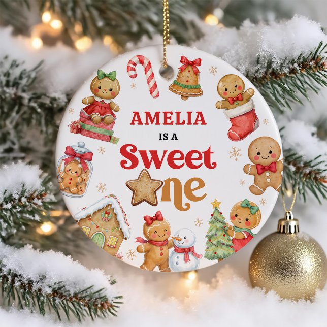 Jul Cookie Sweet One 1-årsdag  Julgransprydnad Keramik (Skapare uppladdad)