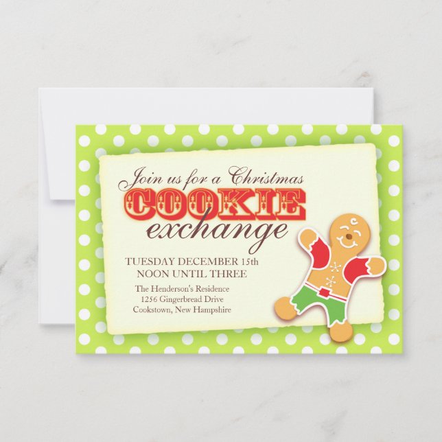 Jul-cookie-utväxling och etiquette-inbjudan inbjudningar (Framsida)