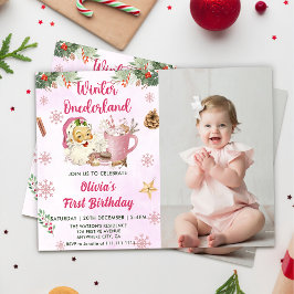 Jul Cookie Winter Onederland Birthday Photo Inbjudningar