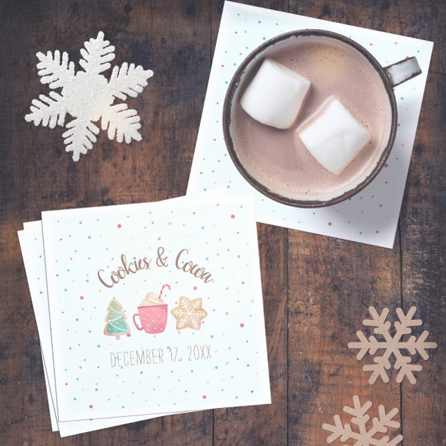 Jul Cookies+Cocoa Helgdag Cookie Swap Blue Pappersservett (Christmas Cookies+Cocoa Holiday Cookie Swap Blue Napkins
)