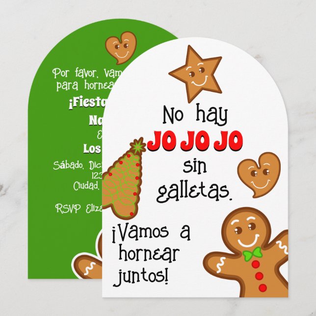 Jul Cookies - Fiesta de Hornice Gallletas Inbjudningar (Fram/baksida)