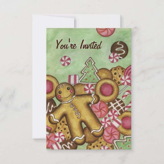 Jul Cookies Gingerwab-inbjudningar Inbjudningar (Framsida)