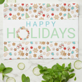 Jul Cookies Patterned Glad helg Kökshandduk
