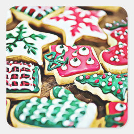 Jul Cookies Stickers Fyrkantigt Klistermärke