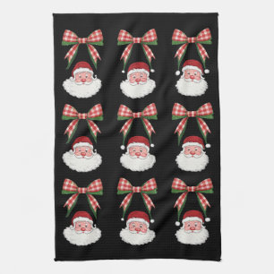 Jul Coquette Bow Santa Vintage Xmas Retro Kökshandduk
