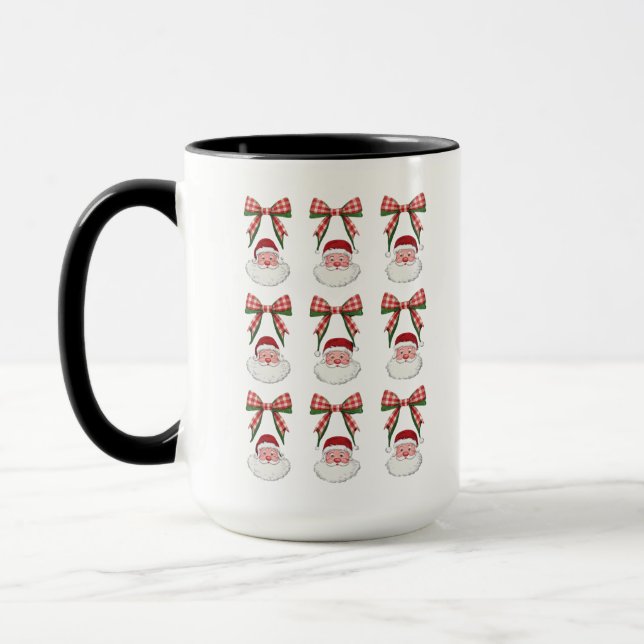 Jul Coquette Bow Santa Vintage Xmas Retro Mugg (Vänster)