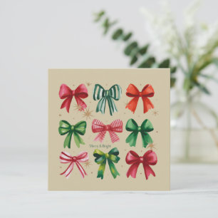 Jul Coquettes Röd Grön Båge Julsäsong Tjej Julkort