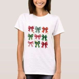 Jul Coquettes Röd Grön Båge Julsäsong Tjej T Shirt