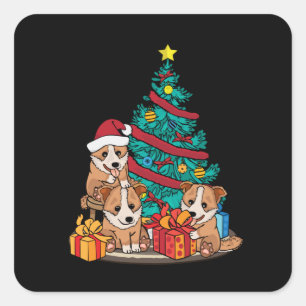 Jul Corgi Älskare Kvinnor Julgran Corgi Fyrkantigt Klistermärke