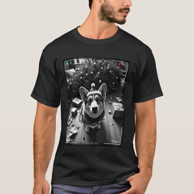 Jul-Corgi Fångad På Kamera T Shirt (Framsida)