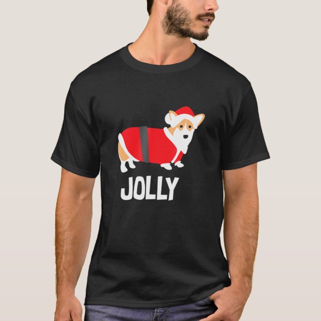 Jul Corgi Glädjefull Semester T Shirt (Framsida)