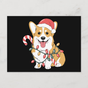 Jul Corgi Hund Jultomte Hatt Ljus Kanelbulle Helg Vykort